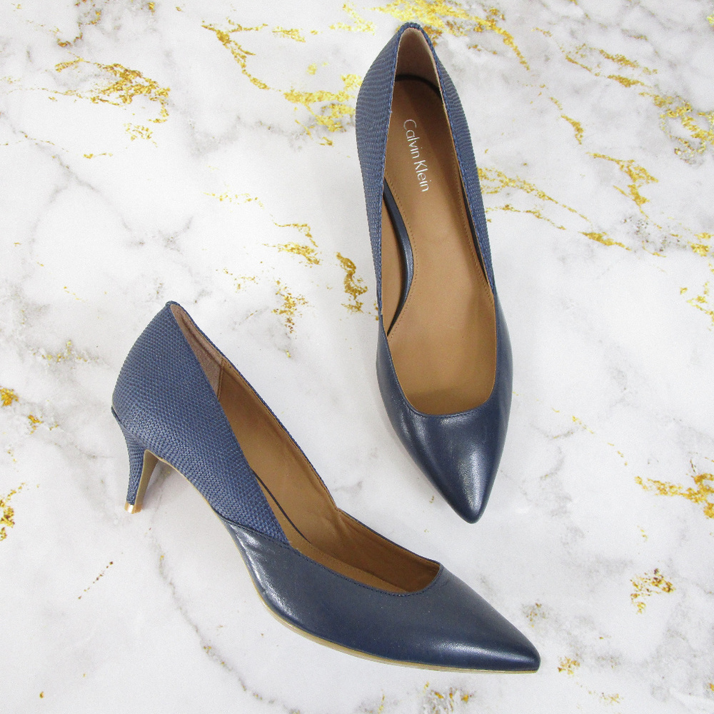 Calvin Klein Navy Blue Patna Pumps Kitten Heel